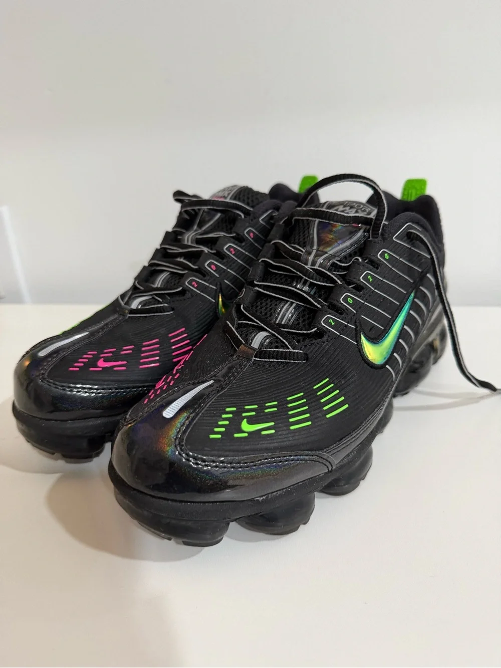 Nike Black Sneakers with Neon Green and Pink Accents